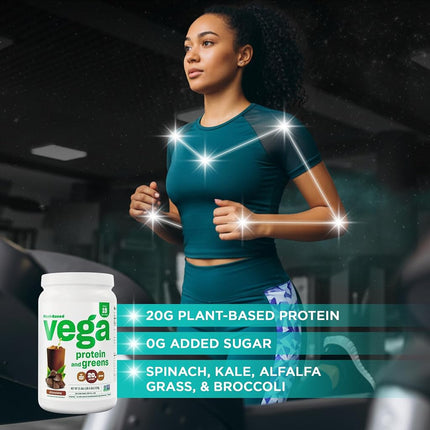 Vega Protein and Greens MD Powder, Chocolate, 21.8 Ounce, M (Pack of 1) (VEG00640)