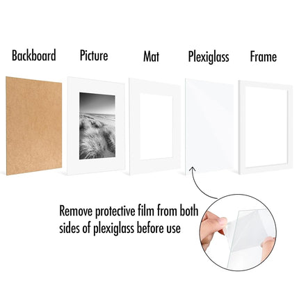 Americanflat 10x8 Photo Frames in White - Set of 2 - Use as 7x5 Photo Frames with Mount or 10x8 Picture Frames without Mount - Horizontal and Vertical Formats for Wall and Tabletop