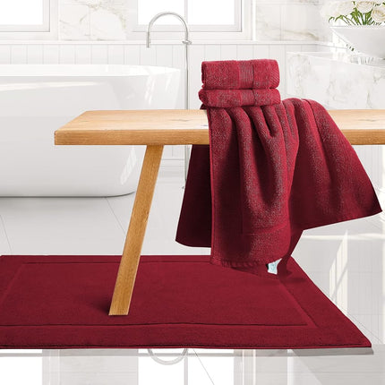Hearth & Harbor 100% Ring Spun Cotton Bath Mat Towels - Luxury Towels - Ultra Soft & Highly Absorbent, Bathroom Towels, Floor Mat - Red