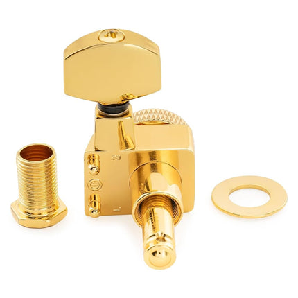Musiclily Pro R18K-06 Lefty 6 inline 18:1 Sealed 2-Pin Locking Tuners Gold