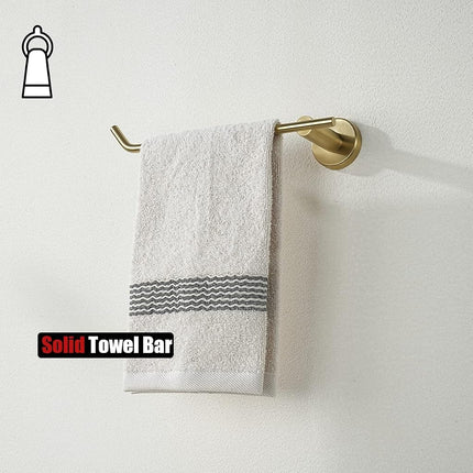 JQK Gold Hand Towel Bar, Stainless Steel Towel Ring for Bathroom, 9 Inch Necklace Holder Brushed Golden Wall Mount Left Hand, TR101-BG