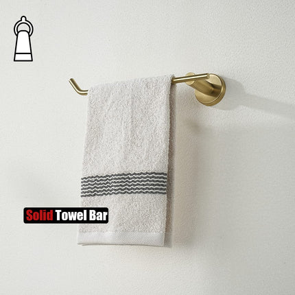 JQK Gold Hand Towel Bar, Stainless Steel Towel Ring for Bathroom, 9 Inch Necklace Holder Brushed Golden Wall Mount Left Hand, TR101-BG