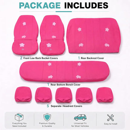 FH GROUP Car Seat Covers, Full Set, Pink