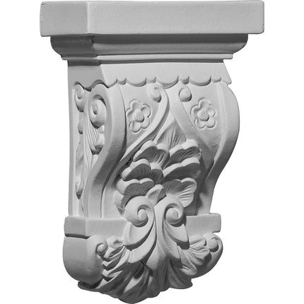 Ekena COR05X02X08EM 5 1/2" W x 2 3/4" D x 8 1/4" H Emery Leaf Corbel, Primed