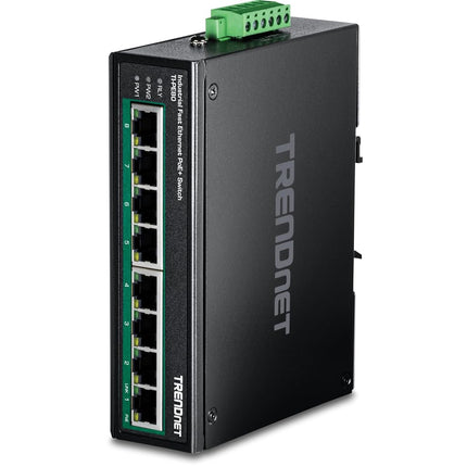 TRENDnet 8-Port Industrial Fast Ethernet PoE+ DIN-