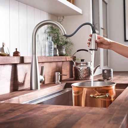 Moen 87627SRS Haelyn Single-Handle Pull-Down Sprayer Kitchen Faucet with Reflex and Power Clean, Spot Resist Stainless