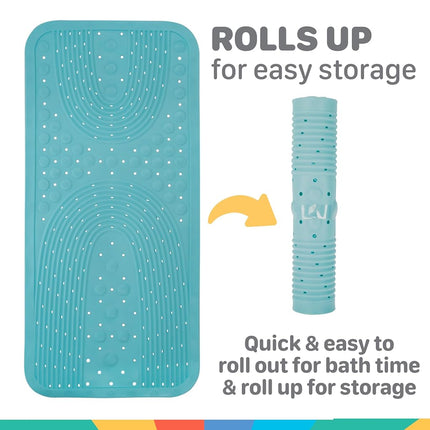 Nuby Cushioned Bath Mat – Non-Slip Bathtub Mat with Suction Cups, Soft Cushion for Tubs & Showers, Aqua
