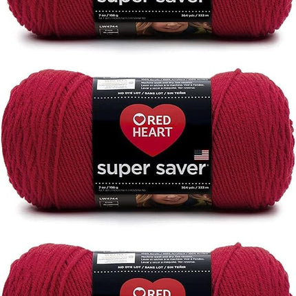 Red Heart Super Saver Pack of 3 - Cherry Red - 7oz