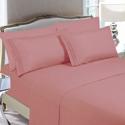 Elegant Comfort Luxury Soft Bed Sheets 1500 Premium Hotel Quality Microfiber Softness Wrinkle and Fade Resistant (6-Piece) Bedding Set, King, Dusty Rose