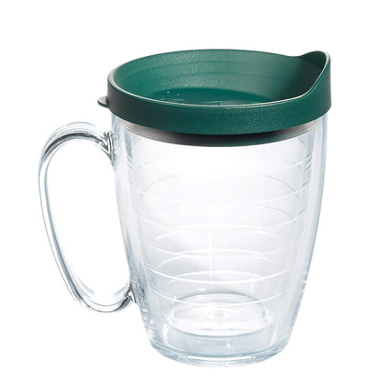 Tervis Clear & Colorful Lidded Made in USA Double Walled Insulated Tumbler Travel Cup Keeps Drinks Cold & Hot, 16oz Mug, Hunter Green Lid