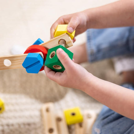 Melissa & Doug Wooden Construction Building Set in a Box (Developmental Toy, 48 Pieces)