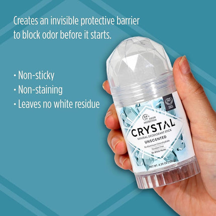 Crystal Mineral Deodorant Stick, Unscented, 4.25 oz
