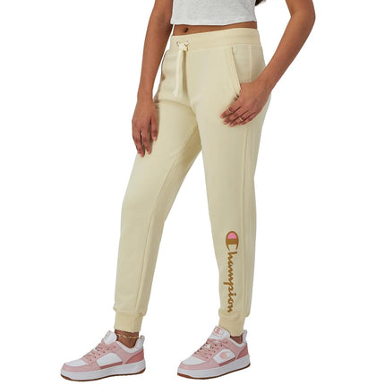 Champion Women's Joggers, Powerblend, Fleece, Warm and Comfortable Joggers for Women, 29" (Plus, Fresh Skin Tan Script, 2X