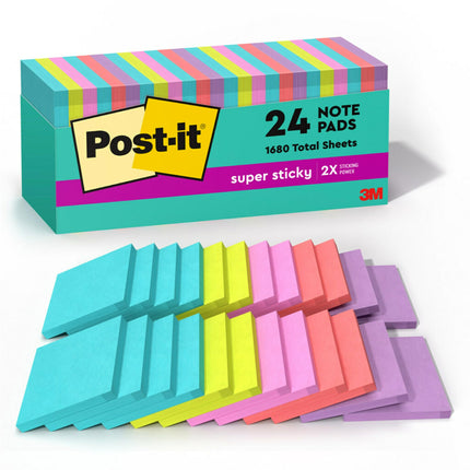 Post-it Super Sticky Notes, 3 in. x 3 in., Miami C