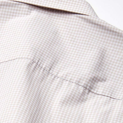 Kenneth Cole Men's Slim Fit Check Spread Collar Dress Shirt, Almond, 16"-16.5" Neck 36"-37" Sleeve