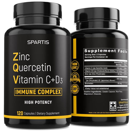 Zinc Quercetin 500mg with Vitamin C Vitamin D3 Bro