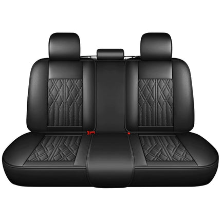 Huidasource Leather Back Row Seat Covers, Waterproof Rear Split Bench Car Seat Covers, Vehicle Seat Cushion Cover Protector Universal Fit for Most Cars Sedan SUV Pickup Truck(Back Row/Black)