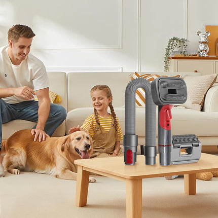 IZSOHHOME Pet Grooming Kit Gift Set, Compatible with Dyson V15 V11 V10 V8 V7 V6, Dog Cat Shedding Brush with 3.3ft Hose, Massage Hair Remover, Includes Chew Rope Toy, Gift Box Packaging