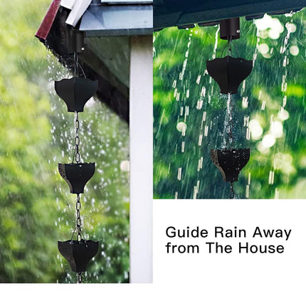 Rifachua 8.5ft Black Rain Chain for Gutters Downspouts Outside