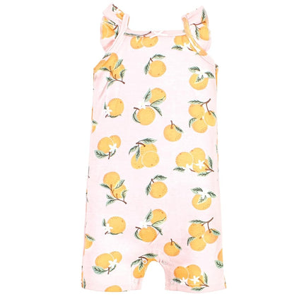 Hudson Baby Unisex Cotton Rompers, Citrus Orange, 9-12 Months