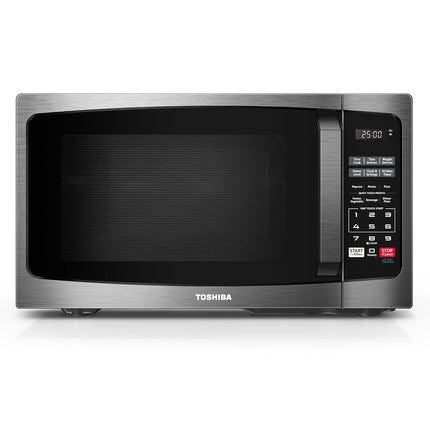TOSHIBA ML-EM09PA (BS) Horno microondas pequeño con 6 menús automáticos, función de silencio y bloqueo para niños, iluminación LED, perfecto para el hogar, 3 metros cúbicos, plato giratorio