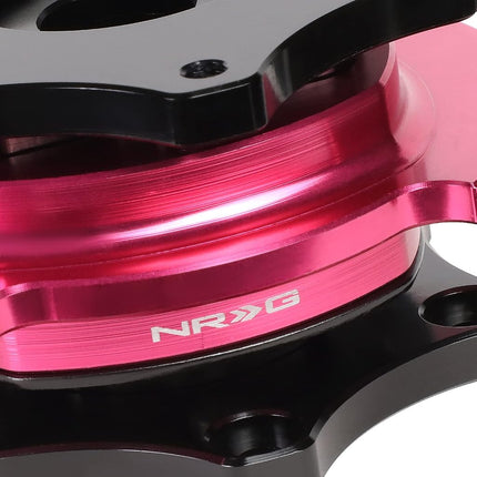 NRG Innovations SRK-R200BK-PK SFI 42.1 Spec D Shaped 6-bolt Steering Wheel Quick Release Adapter,Black Quick Release/Pink Ring