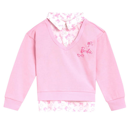 Conjunto de leggings de forro polar con hombros caídos de Barbie 2fer para niñas, tallas 2T - 14-16 años, rosa, 7-8