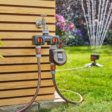 Gardena Twin-Tap Connector: Connects Two Devices to the tap, can be Used with Gardena Water Computers and timers, Water Flow can be Regulated or Switched Off (8193-20)