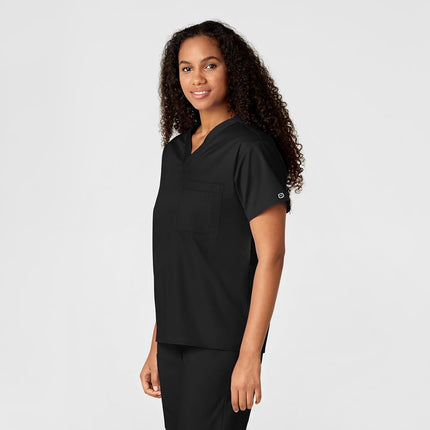 WonderWink 100ABLACSM WonderWORK Unisex V-Neck Top, Black, Standard-S Size