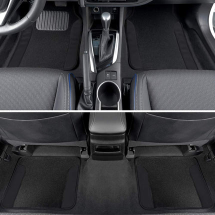 carXS Forza Series Charcoal Gray Seat Covers Full Set Combo with Car Floor Mats – Front and Rear Bench Cover & Floor Mat Protector Set, Interior Covers for Auto Truck Van SUV
