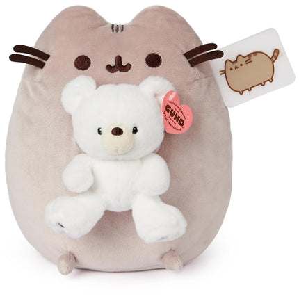 GUND Pusheen with Kai Bear Plush, Stuffed Animal Cat with Teddy Bear for Ages 8 and Up, 9.5”, Gray