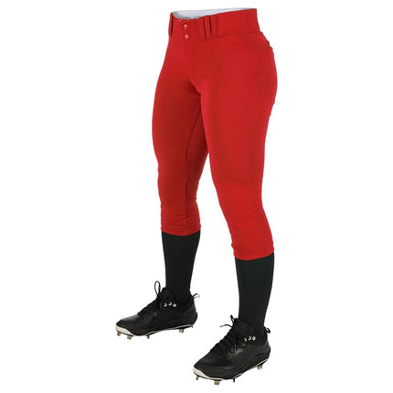 Champro Women's Tournament Traditional Low-Rise Polyester Softball Pant, XX-Large, Scarlet