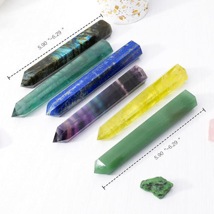 Apengshi 1PCS Natural Crystal Smoke Quartz Tower 5.9"-6.3" (15-16cm) 6 Faceted Single Point Prism Healing Crystal Wand for Meditation Reiki Chakra Therapy