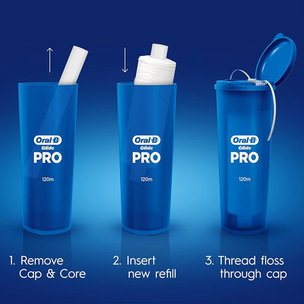 Oral-B Glide PRO Refillable Dental Floss Starter Kit, 120m