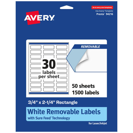 Avery Matte White Removable Rectangle Labels with 