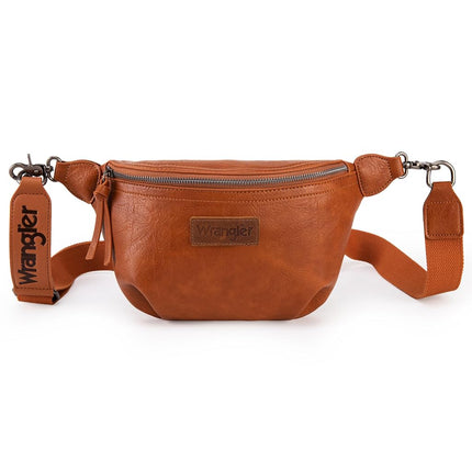Wrangler Fanny Packs for Women Waist Bag Travel Belt Bags Crossbody Sling Bag for Women, Light Brown WG82-194LBR