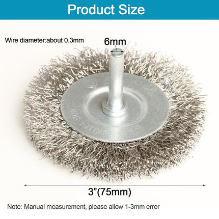 FPPO 4PCS 7.6cm Stainless Steel Wire Wheel Brushes Kit for Drill with 0.6cm Shank