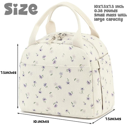 Bluboon Lunch Bag for Women Men Cute Corduroy Lunch Tote Bags Reusable Insulated Lunch Box Large Capacity Reusable Insulated Cooler for Work Picnic or Travel