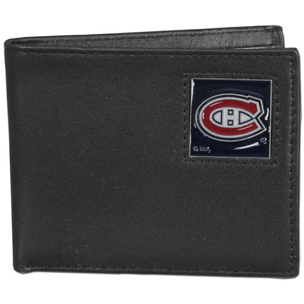 NHL Montreal Canadiens Leather Bi-Fold Wallet Packaged in Gift Box, Black