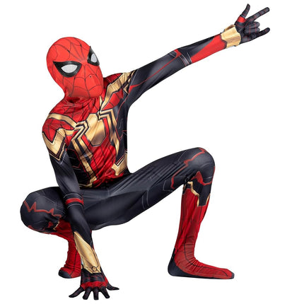 Marvel Integrated Spider-Man Official Youth Deluxe Zentai Costume - Deluxe Two-Way Stretch Spandex with Invisible Zippers and Wrist Openings for Added Convenience (L) Multi