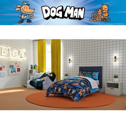 Franco Comforter and Sheet Set with Sham, Microfiber, Dog Man, 5 Piece Twin Size