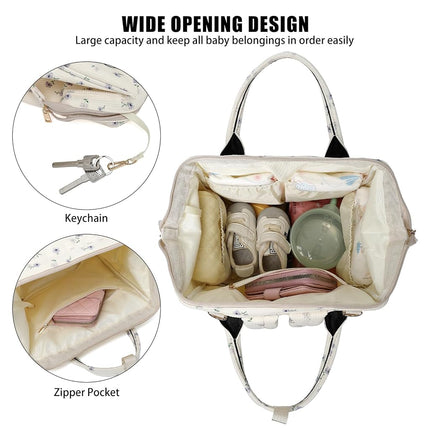 Dezcrab Baby Diaper Bag Backpack for Mom, Large Capacity Travel Nappy Bag for Boys & Girls with Stroller Straps (Corduroy Flowers Purple)