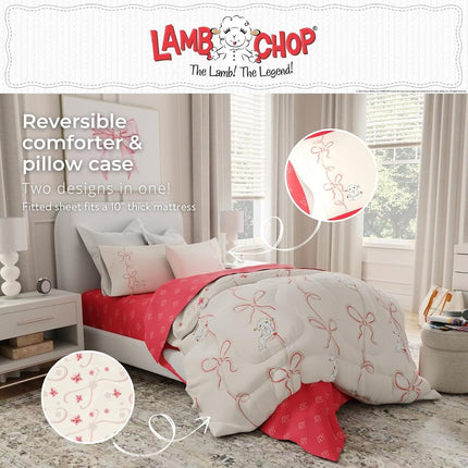Lamb Chop Retro Classic 5 Piece Twin Bedding Set - Super Soft Cozy Reversible Comforter and Sheet Set with Sham, (Officially Licensed Product) by Franco
