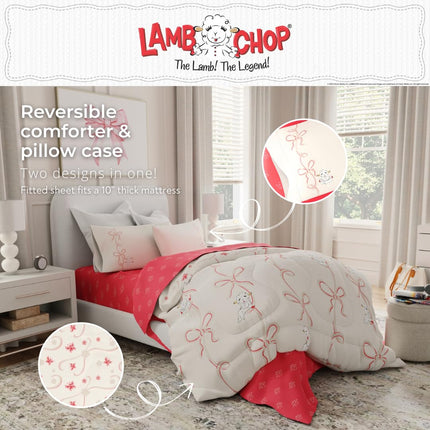 Lamb Chop Retro Classic 5 Piece Twin Bedding Set - Super Soft Cozy Reversible Comforter and Sheet Set with Sham, (Officially Licensed Product) by Franco