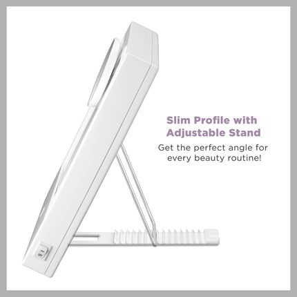 Espejo de Maquillaje Iluminado Conair con Aumento Localizado de 5X, Espejo de Tocador LED, Espejo de Aumento 1X/5X, Espejo de Mesa, con Cable, en Blanco Brillante