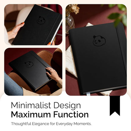 Panda Planner Pro - Best Daily Planner for Happiness & Productivity - 8.5 x 11" Softcover - Undated Day - Guaranteed to Get You Organized - Gratitude & Goals 6 Month Journal (Black)