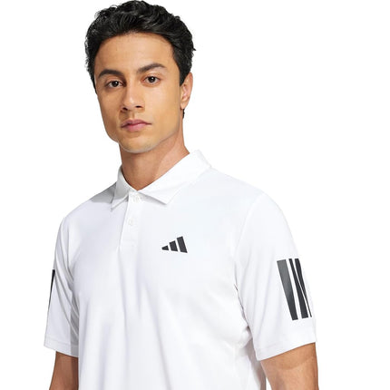 adidas Climacool Men's Club Tennis Climacool 3-Stripes Polo Shirt Club Tennis Climacool 3-Stripes Polo Shirt, White/Opulent Garden, XL