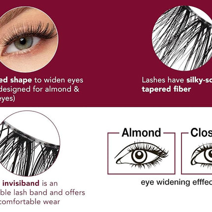 Ardell Extension FX D Curl False Eye Lashes for Eye Widening Effect, 4 pack