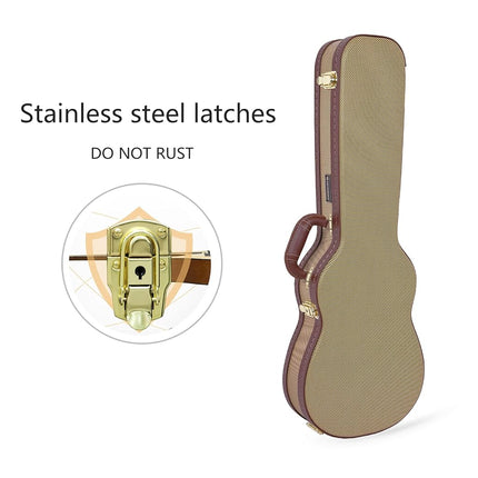 Crossrock Hard-Shell Wood Case for Baritone Ukulele, Sponge Lining, Metal Feet, Storage Space, Vinyl Tweed (CRW620BUTW)