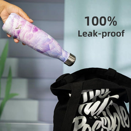 Konokyo Insulated Water Bottles,12oz Double Wall Stainless Steel Vacumm Metal Flask for Sports Travel,Marble-Dawn
